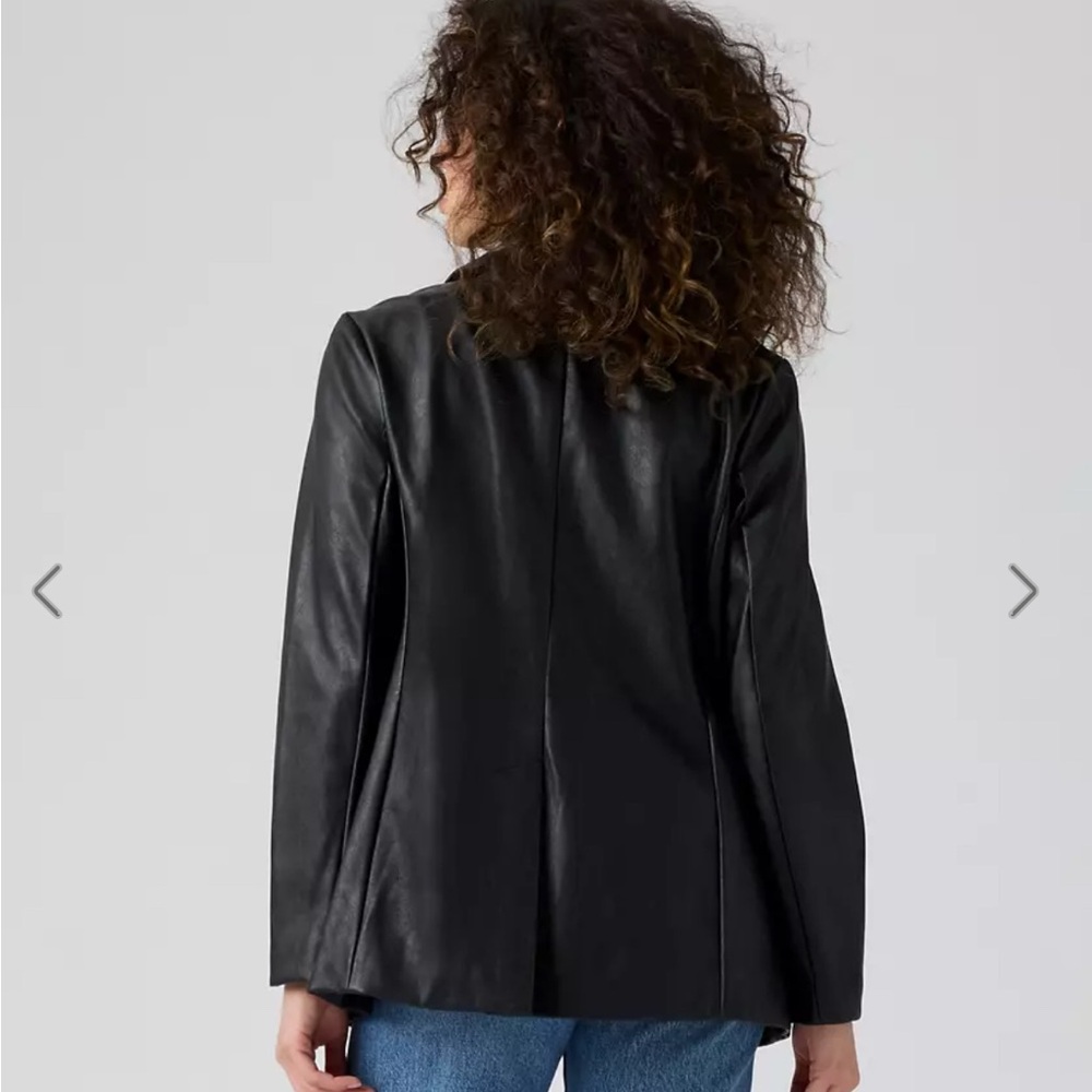 Levi’s Faux leather single breasted blazer with button closure and center Sz XXL - Picture 3 of 6